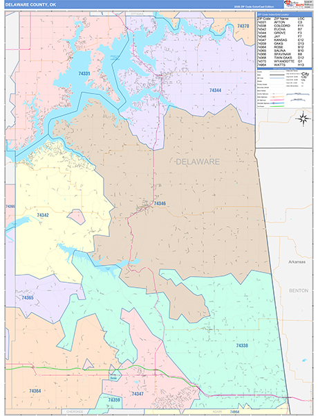 Delaware County, OK Wall Map