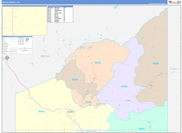 Delta County, CO Zip Code Map