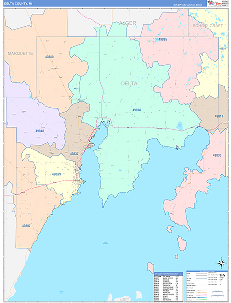Delta County, MI Wall Map