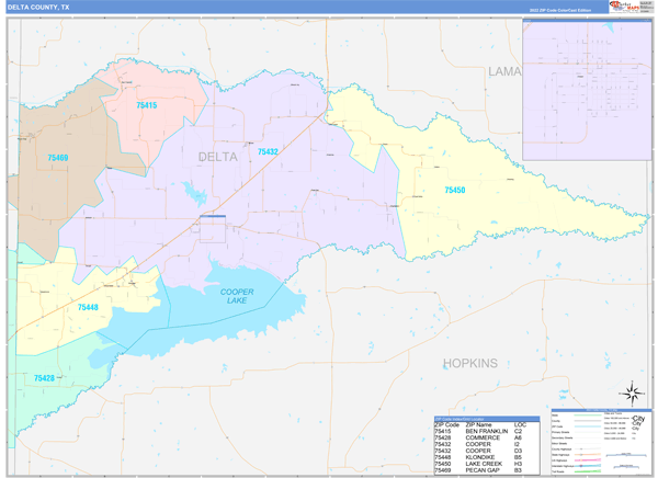 Delta County, TX Wall Map