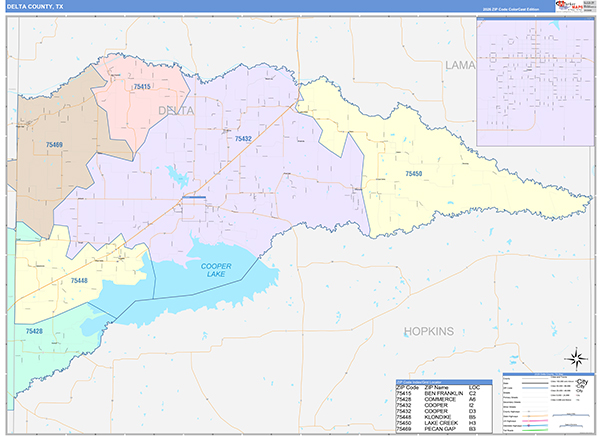 Delta County, TX Zip Code Map