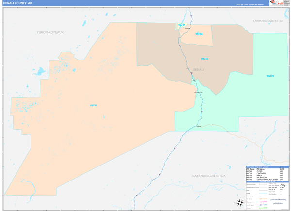 Denali County, AK Zip Code Map