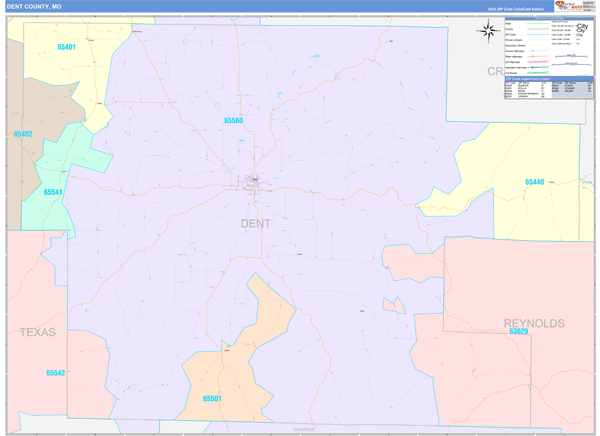 Dent County, MO Wall Map