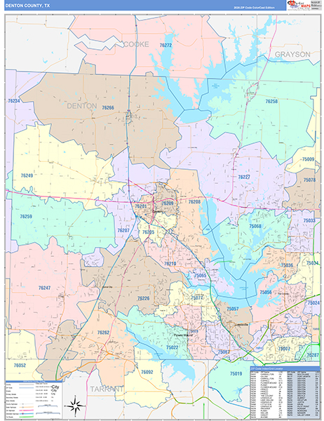 Denton County, TX Zip Code Map