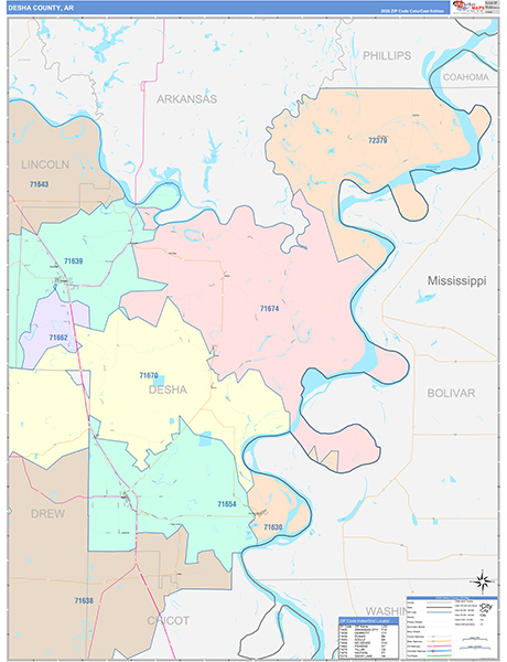 Desha County, AR Zip Code Map