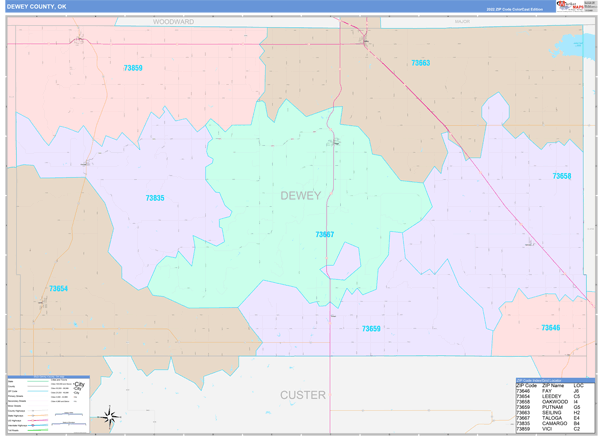 Dewey County, OK Wall Map