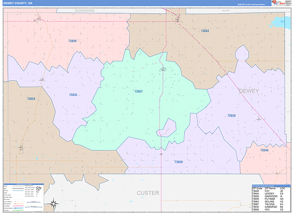 Dewey County, OK Zip Code Map