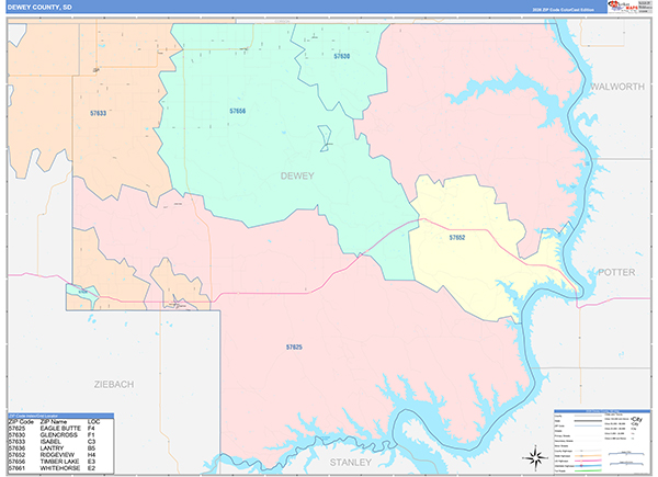 Dewey County, SD Zip Code Map