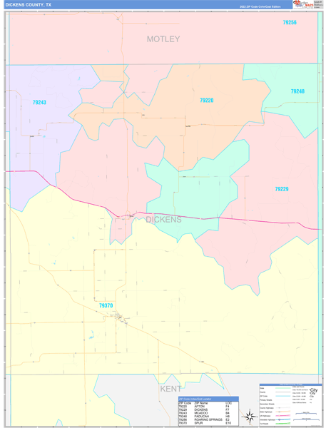 Dickens County, TX Zip Code Map