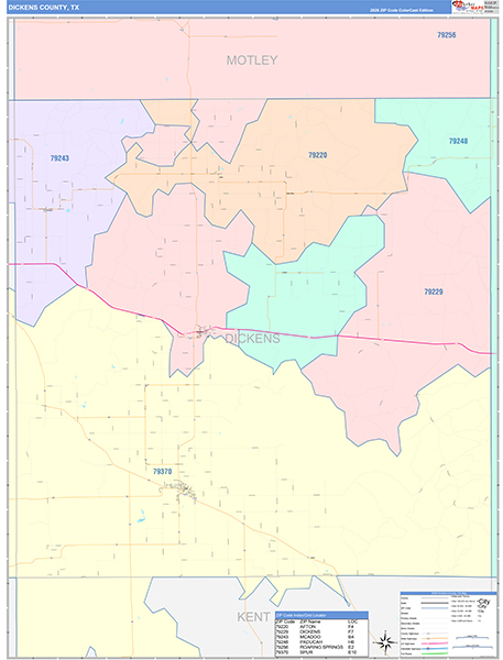 Dickens County, TX Zip Code Map