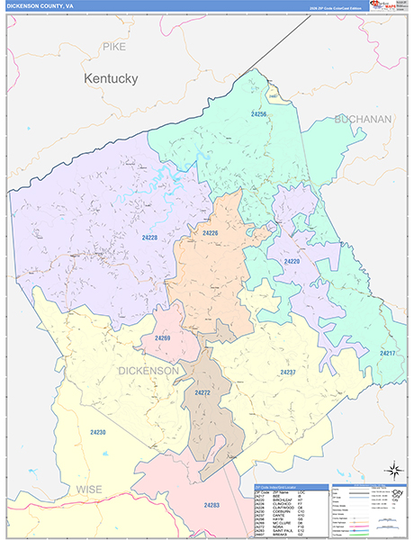 Dickenson County, VA Zip Code Map