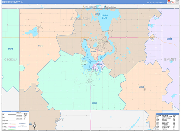 Dickinson County, IA Zip Code Map