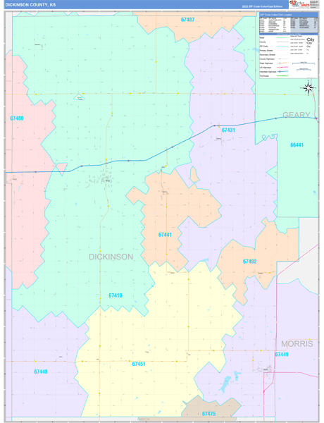 Dickinson County Digital Map Color Cast Style