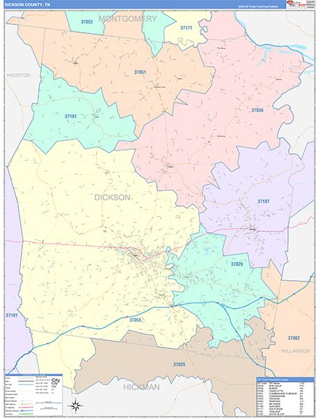 Dickson County, TN Zip Code Map