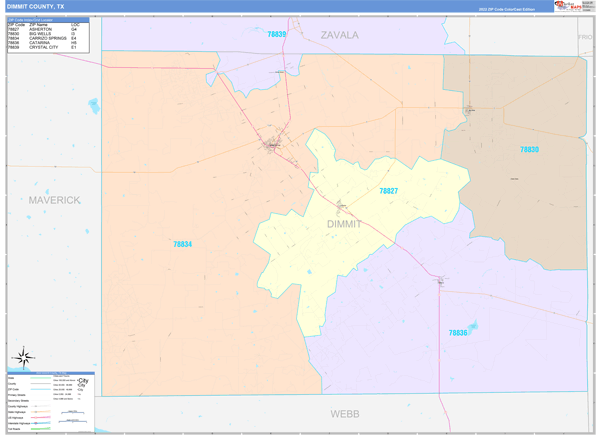 Dimmit County, TX Zip Code Map