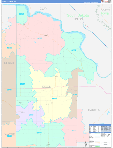 Dixon County Digital Map Color Cast Style