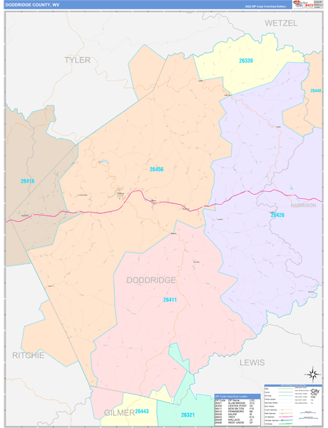 Doddridge County, WV Wall Map