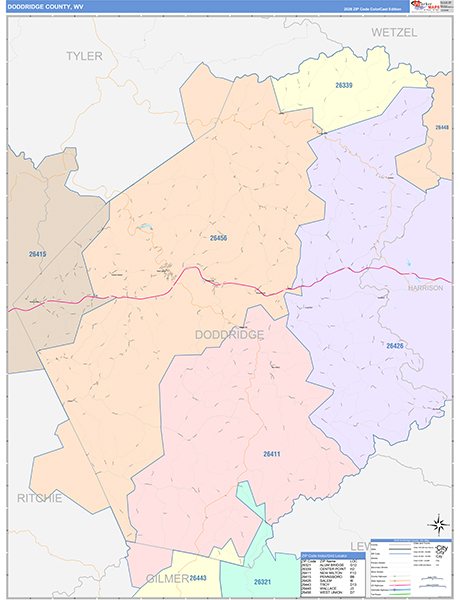 Doddridge County, WV Zip Code Map