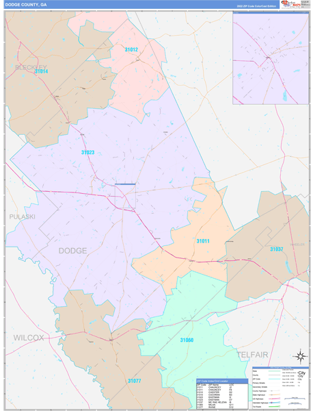 Dodge County, GA Wall Map