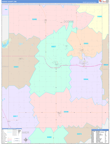 Dodge County, MN Zip Code Map