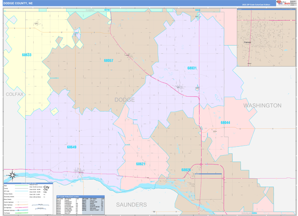 Dodge County, NE Wall Map