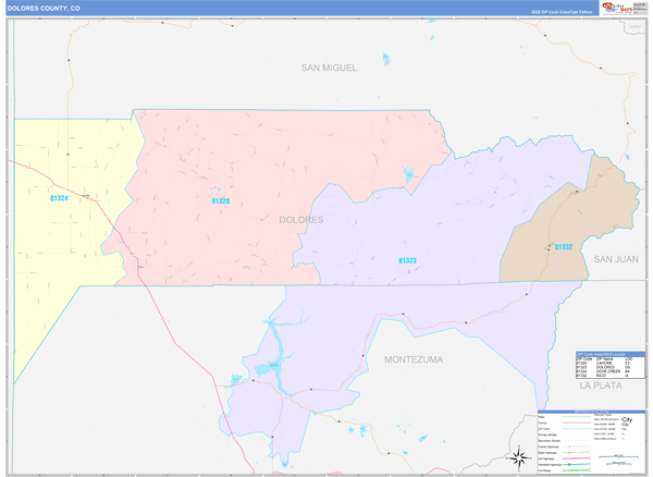 Dolores County, CO Zip Code Map