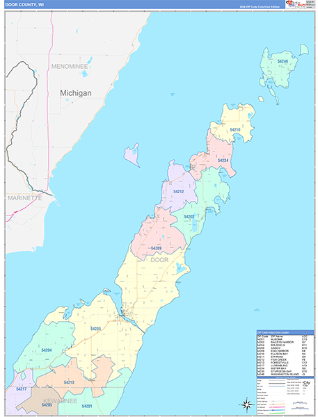 Door County, WI Wall Map