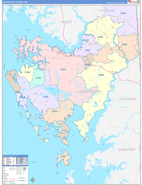 Dorchester County, MD Wall Map