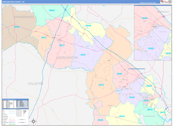 Dorchester County, SC Wall Map