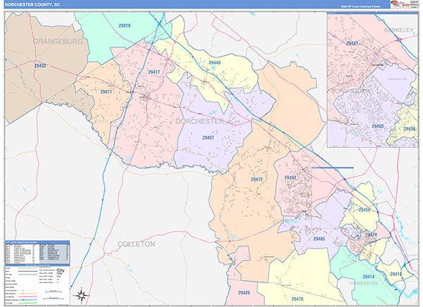 Dorchester County, SC Zip Code Map