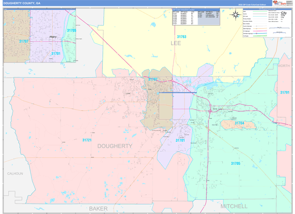 Dougherty County, GA Wall Map