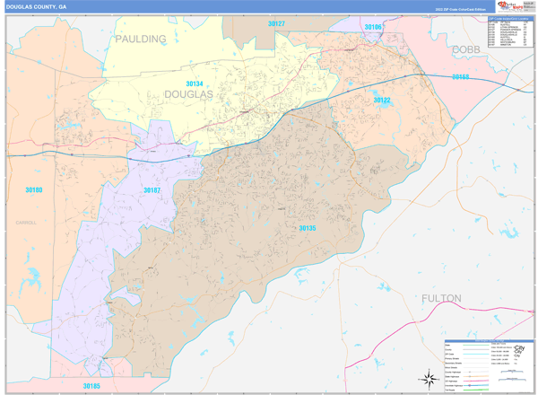 Douglas County, GA Wall Map