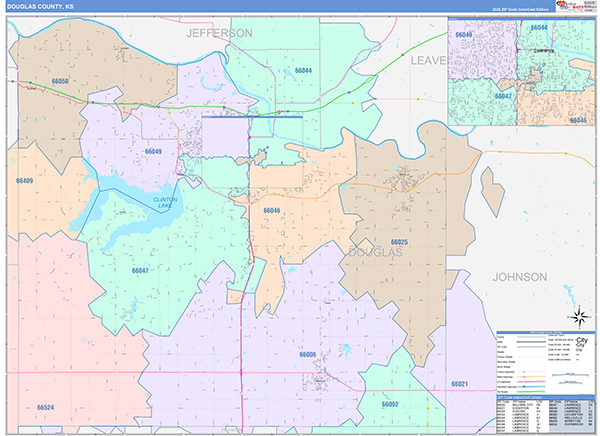 Douglas County, KS Zip Code Map