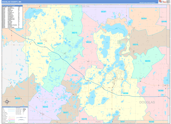 Douglas County, MN Zip Code Map