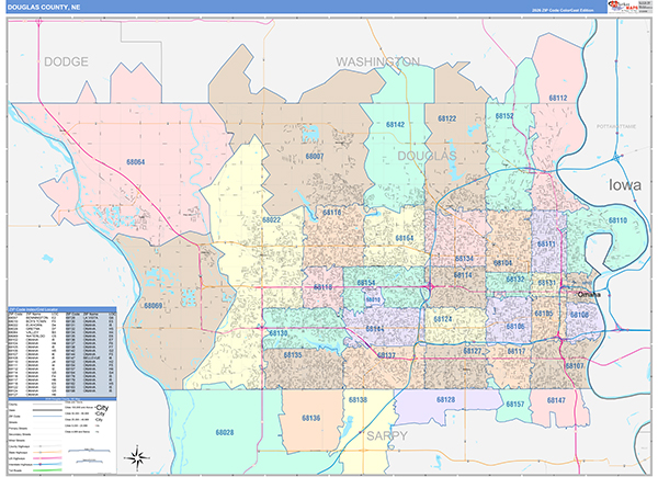 Douglas County, NE Zip Code Map