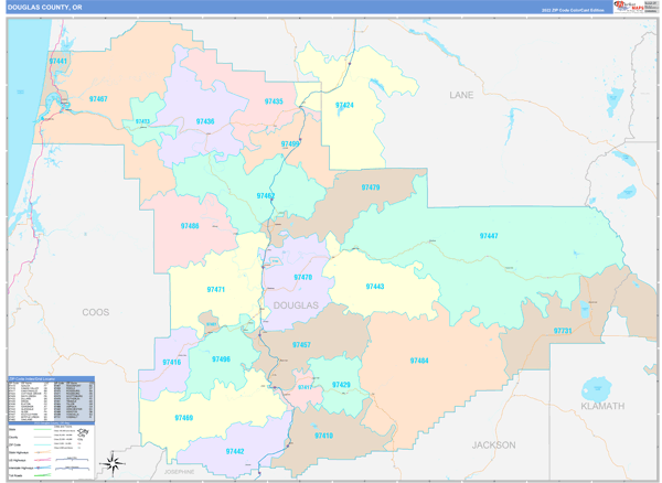 Douglas County, OR Zip Code Map