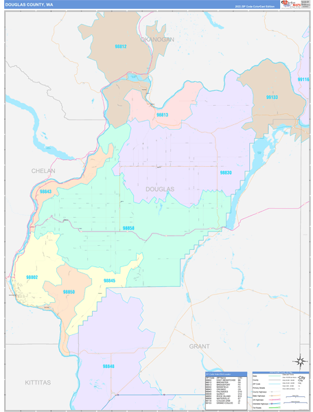 Douglas County, WA Wall Map