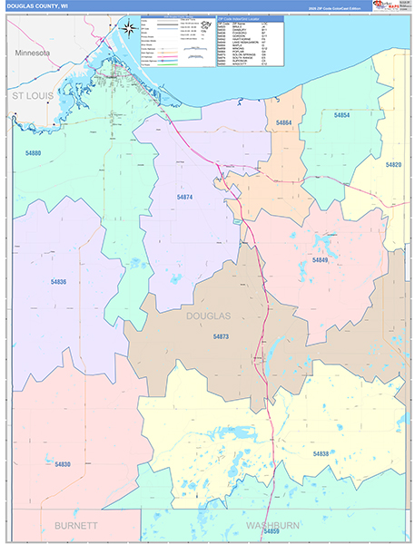 Douglas County, WI Wall Map
