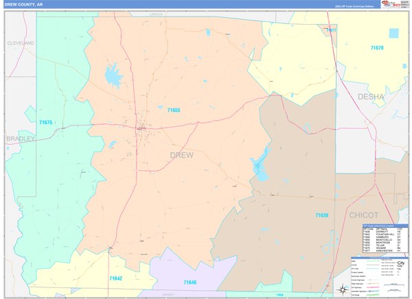 Drew County Digital Map Color Cast Style