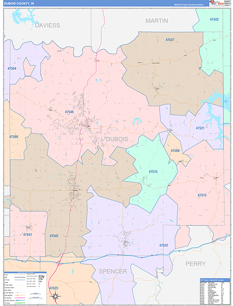 Dubois County, IN Zip Code Map