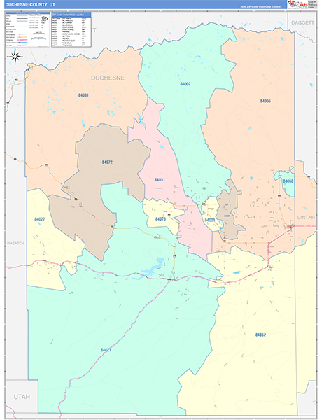 Duchesne County, UT Zip Code Map