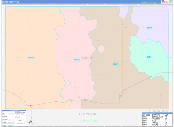 Dundy County Digital Map Color Cast Style