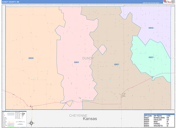 Dundy County, NE Zip Code Map