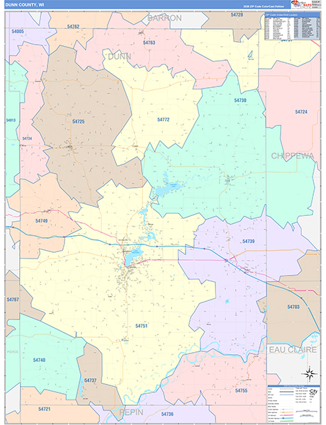 Dunn County, WI Wall Map
