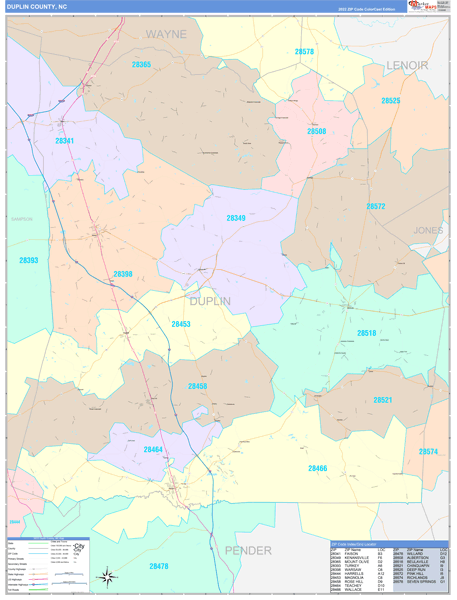 Duplin County, NC Zip Code Map