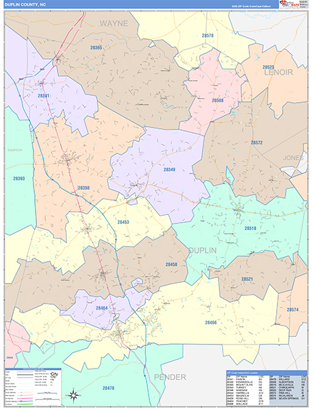 Duplin County, NC Zip Code Map