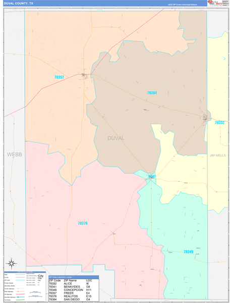 Duval County, TX Zip Code Map