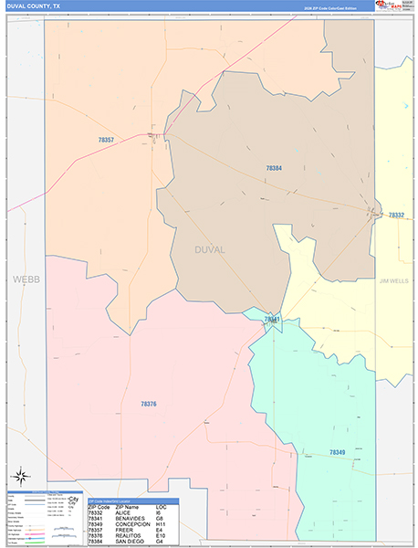Duval County, TX Zip Code Map