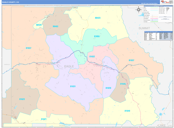 Eagle County, CO Zip Code Map