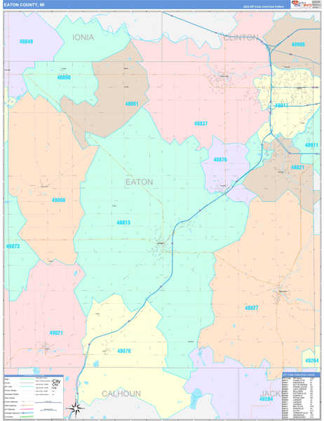 Eaton County, MI Wall Map